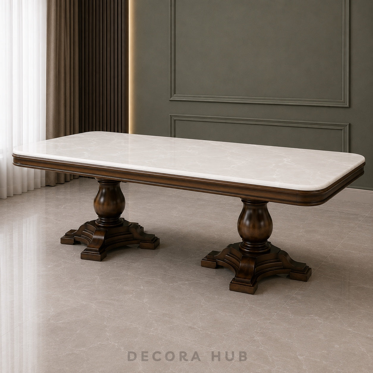 Decorahub Crown Seater Onyx Top Dining Table Set