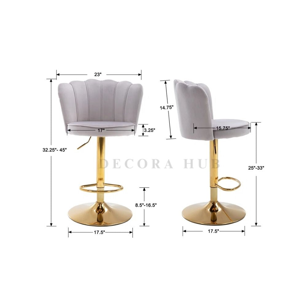 Luxury Gray Velvet Bar Stool