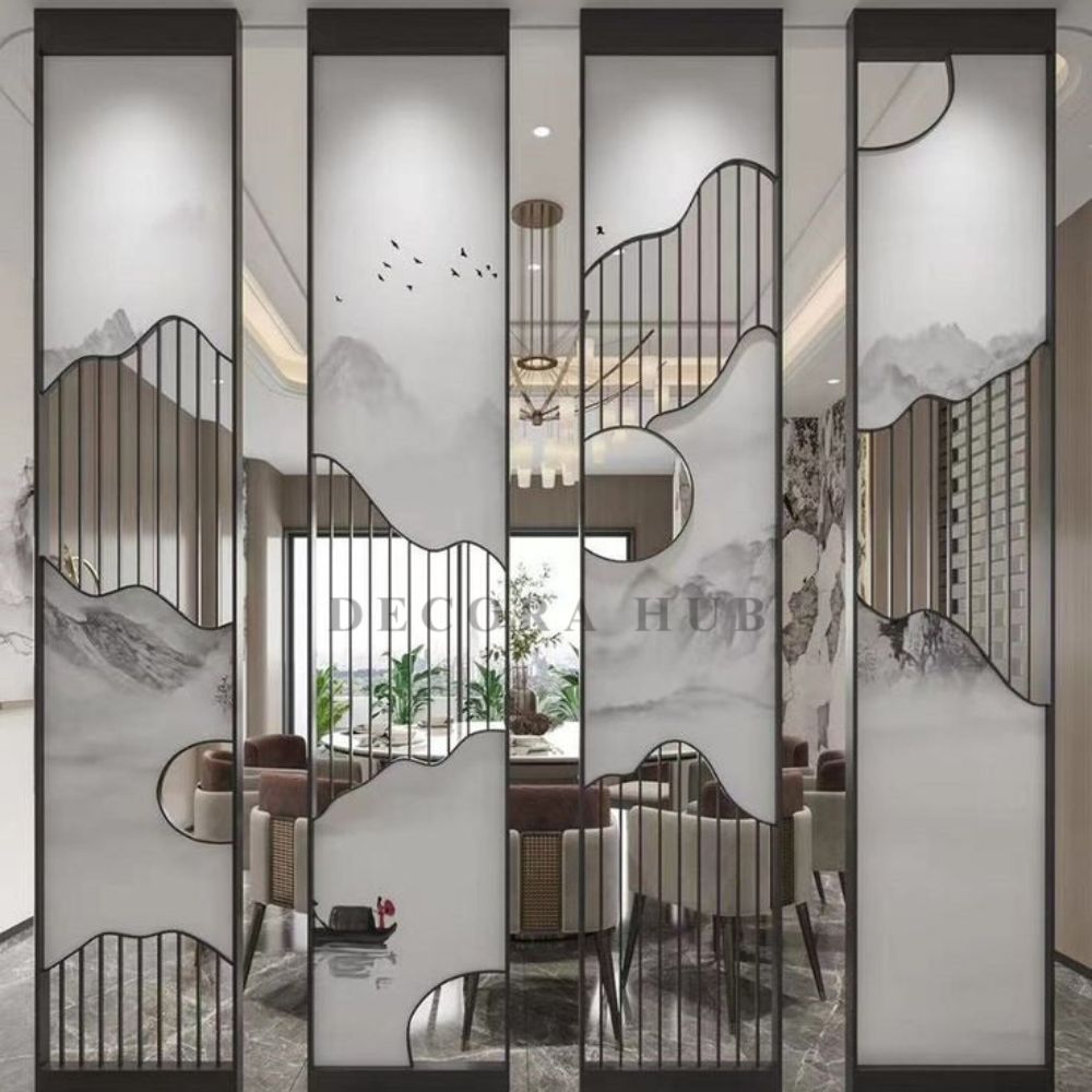 modern dressing screen Decorahub Cloud Pattern Stainless Steel Partition – DecoraHub