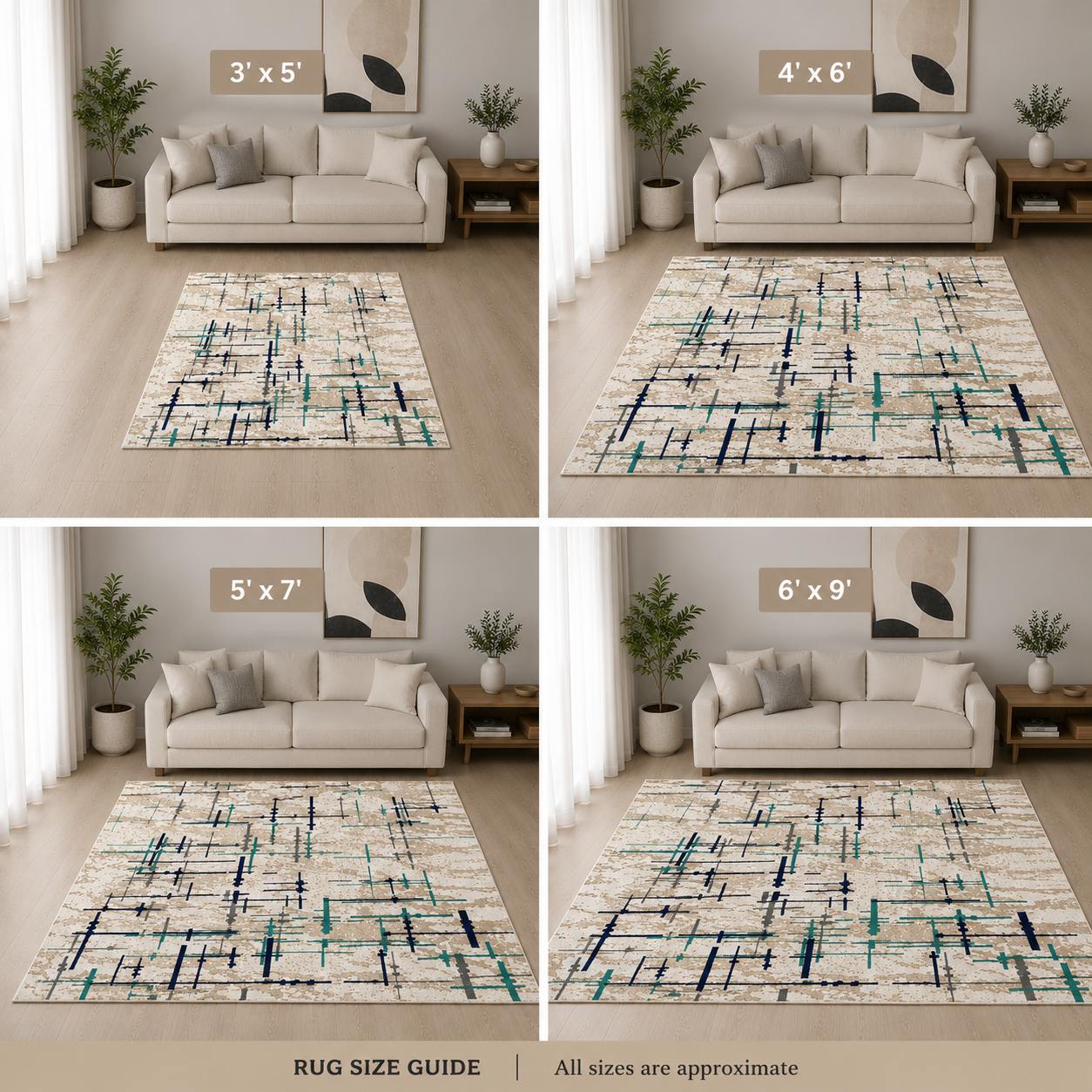 Linear Mesh Living Room Carpet