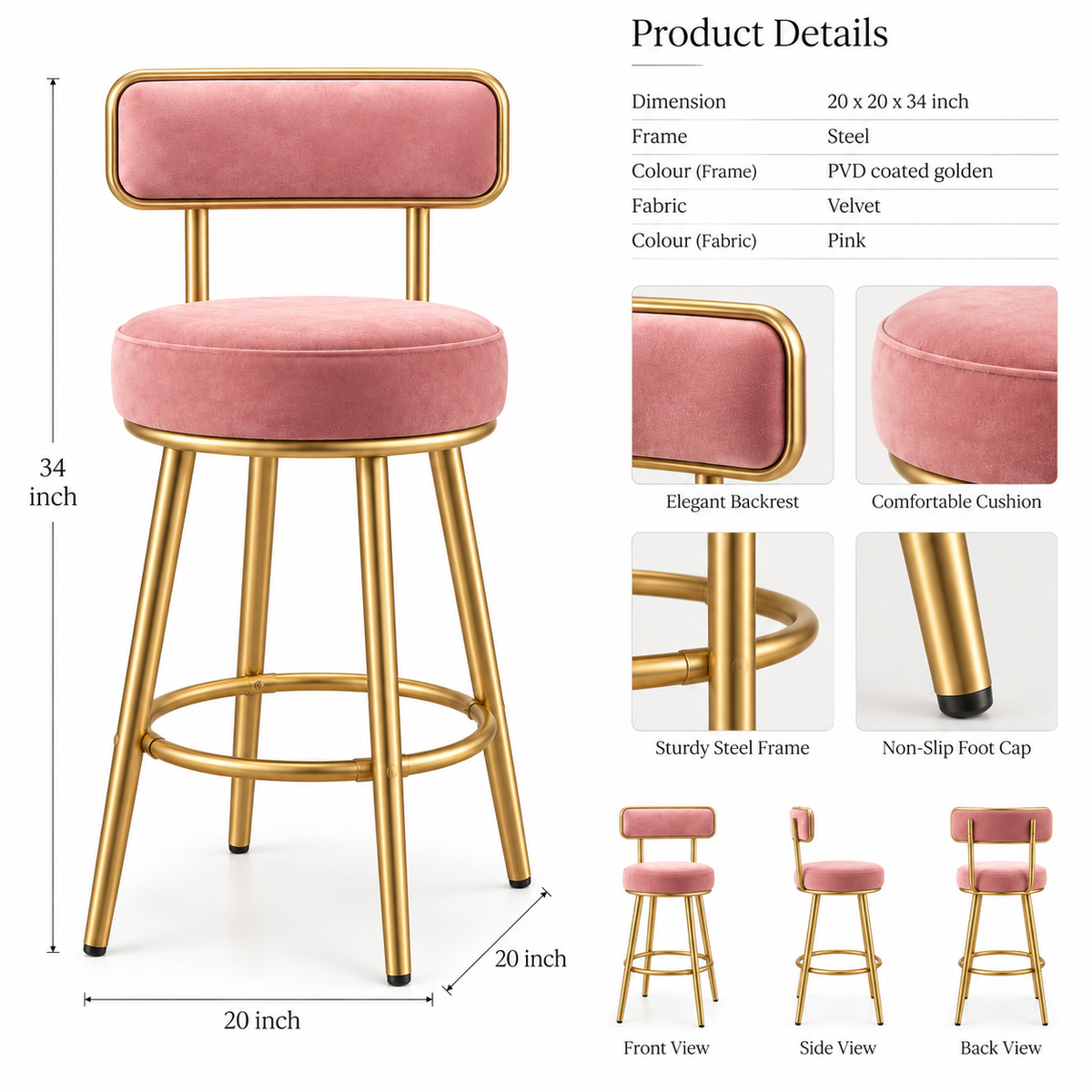 The Roselle Luxe Bar Chair
