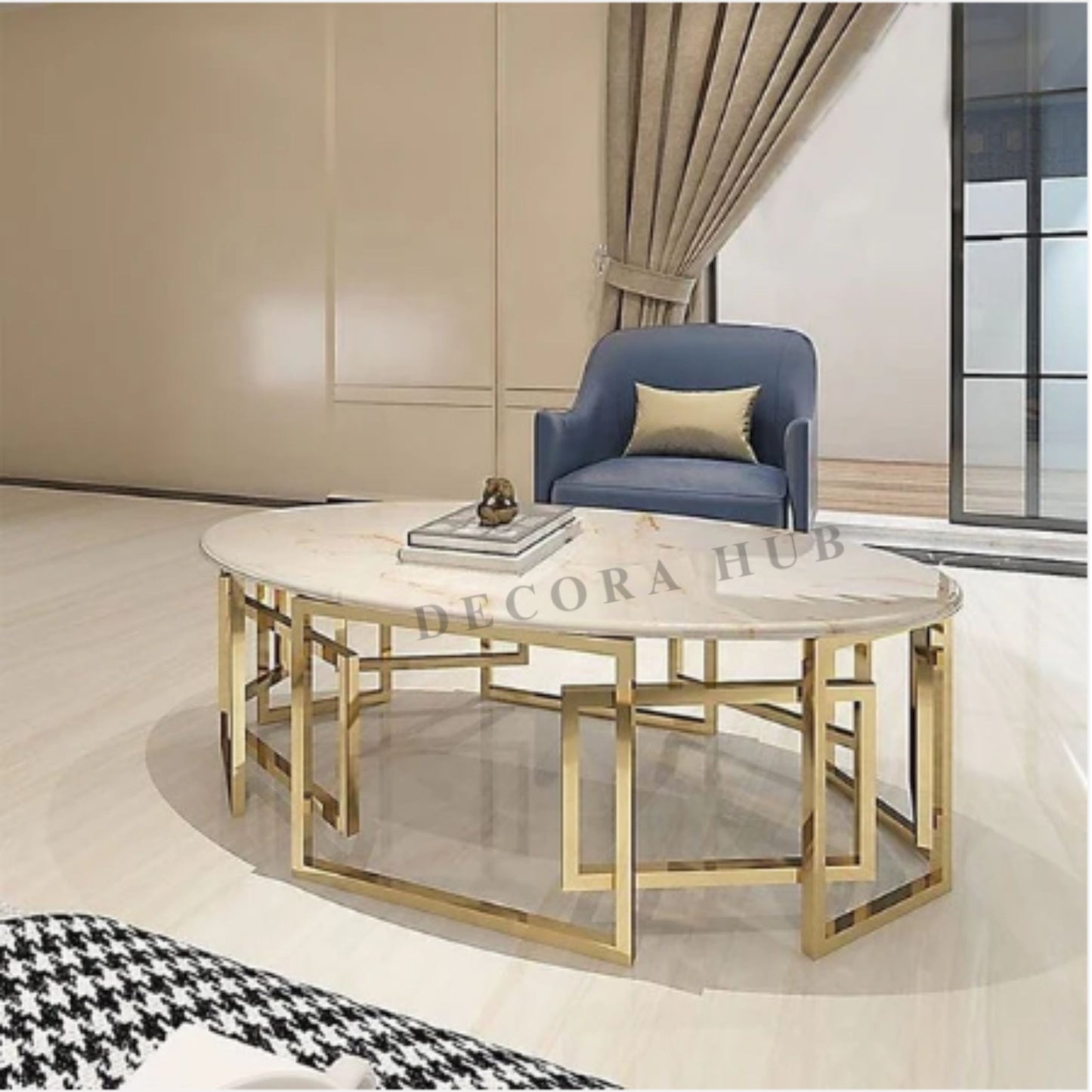 Luxury Oval Marble Top Centre Table
