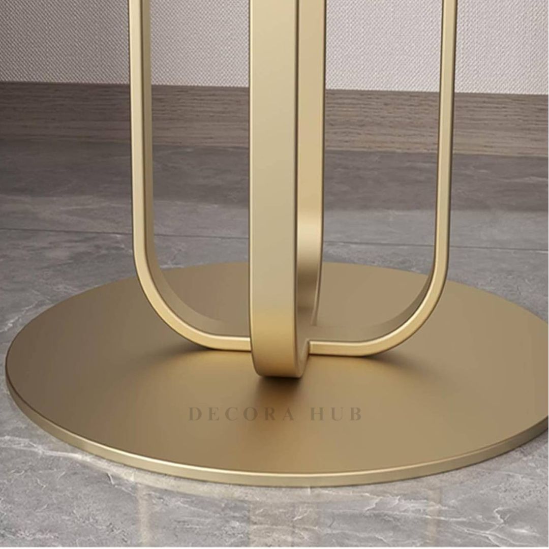 Modern Design Side Table With White Marble Top Golden Frame