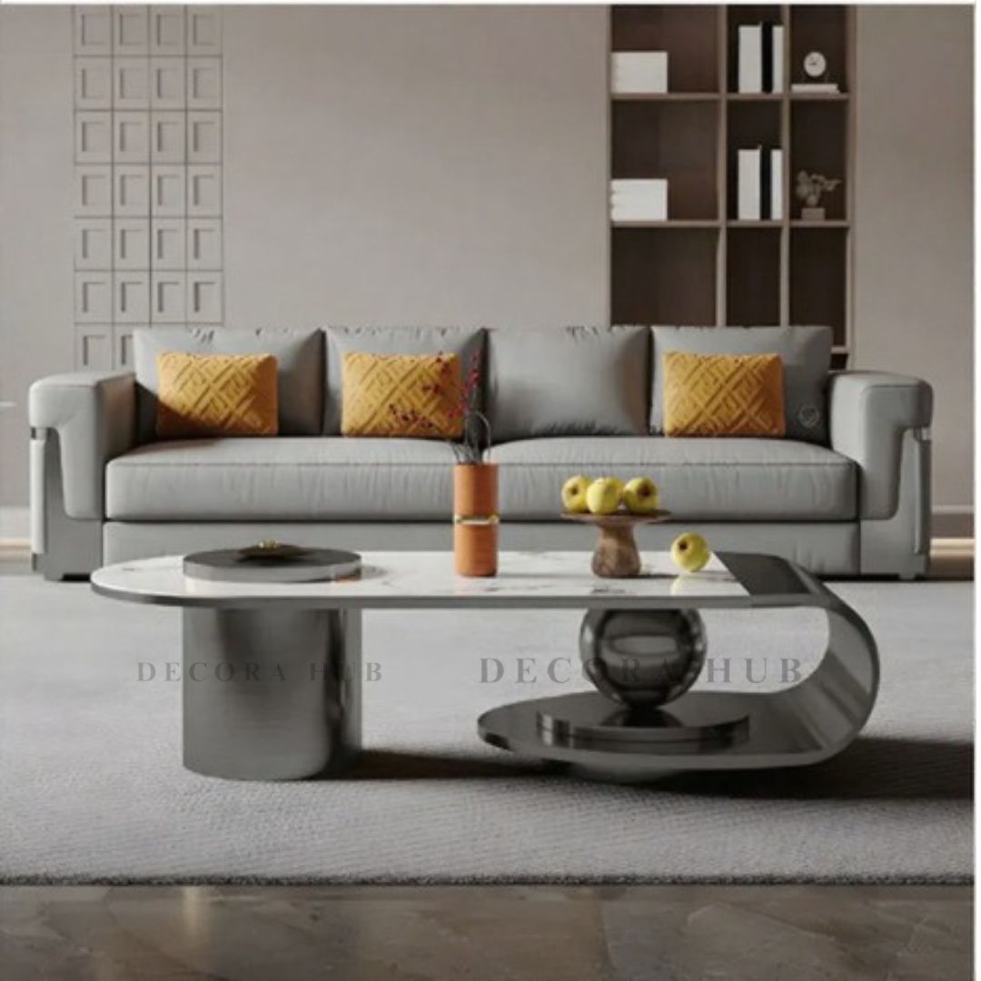 Modern Stainless Steel Coffee Table In Black