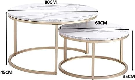 Contemporary Circular White Marble Top Centre Table