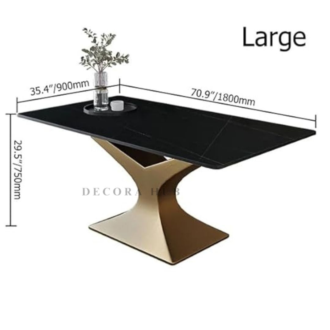 Black Marble Modern Dining Table in Marble Finish