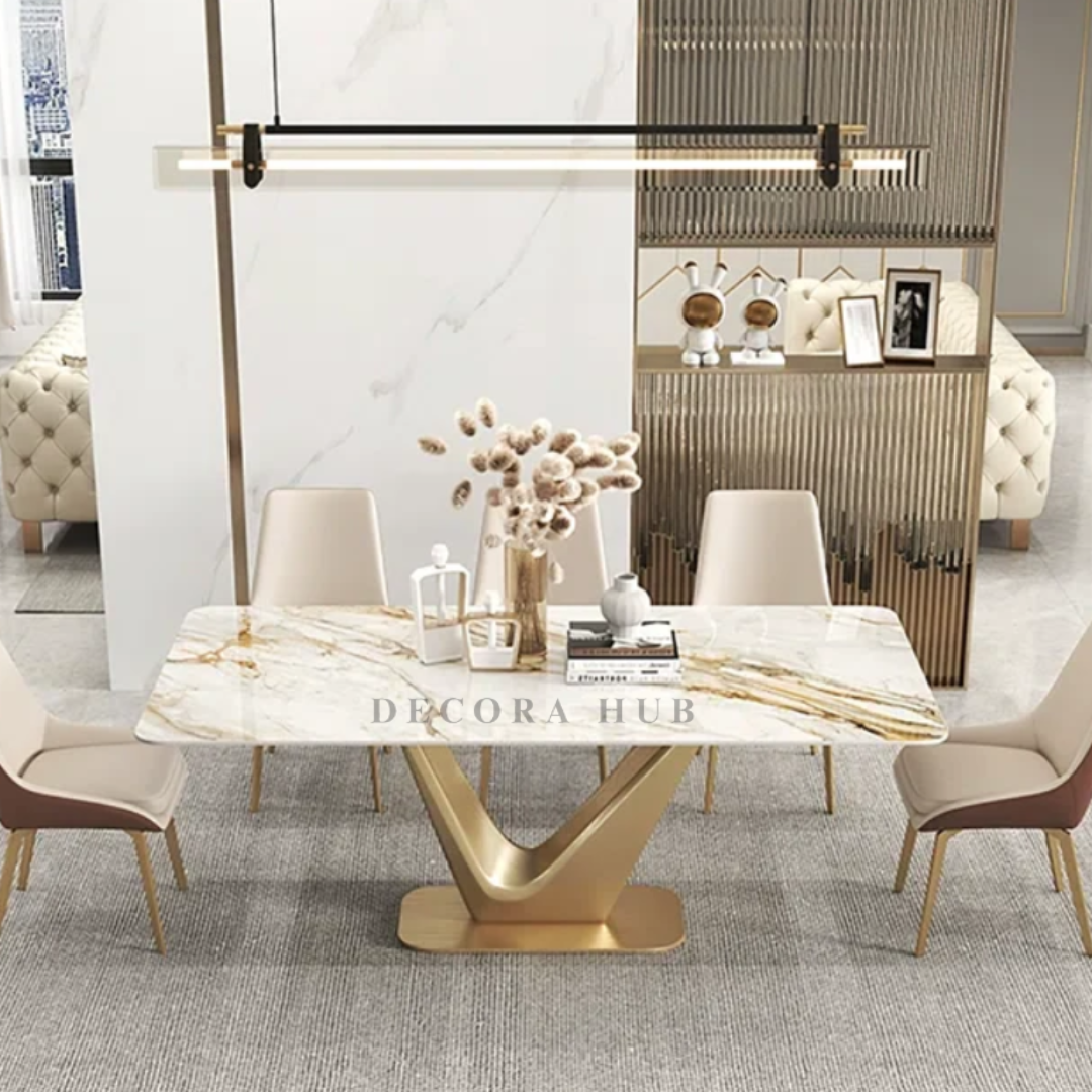 The-V Modern Marble Dining Table