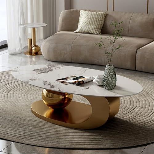 DecoraHub Gold Luxurious Marble Coffee Table