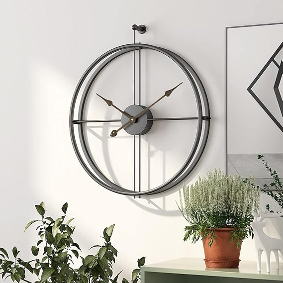 Black Round Double Ring Wall Clock