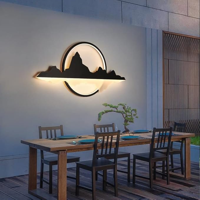 Black Modern Wall Sconce Acrylic Mountain Design
