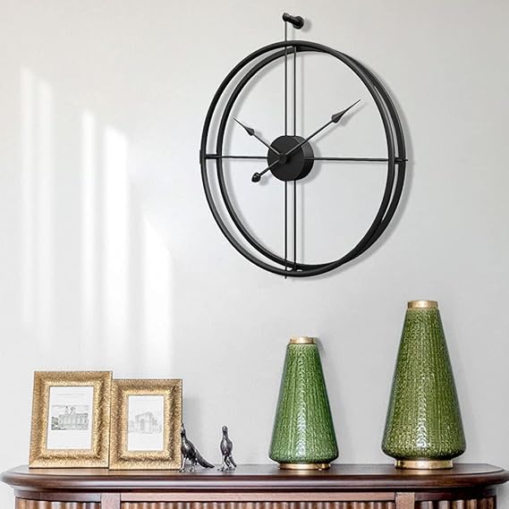 Black Round Double Ring Wall Clock