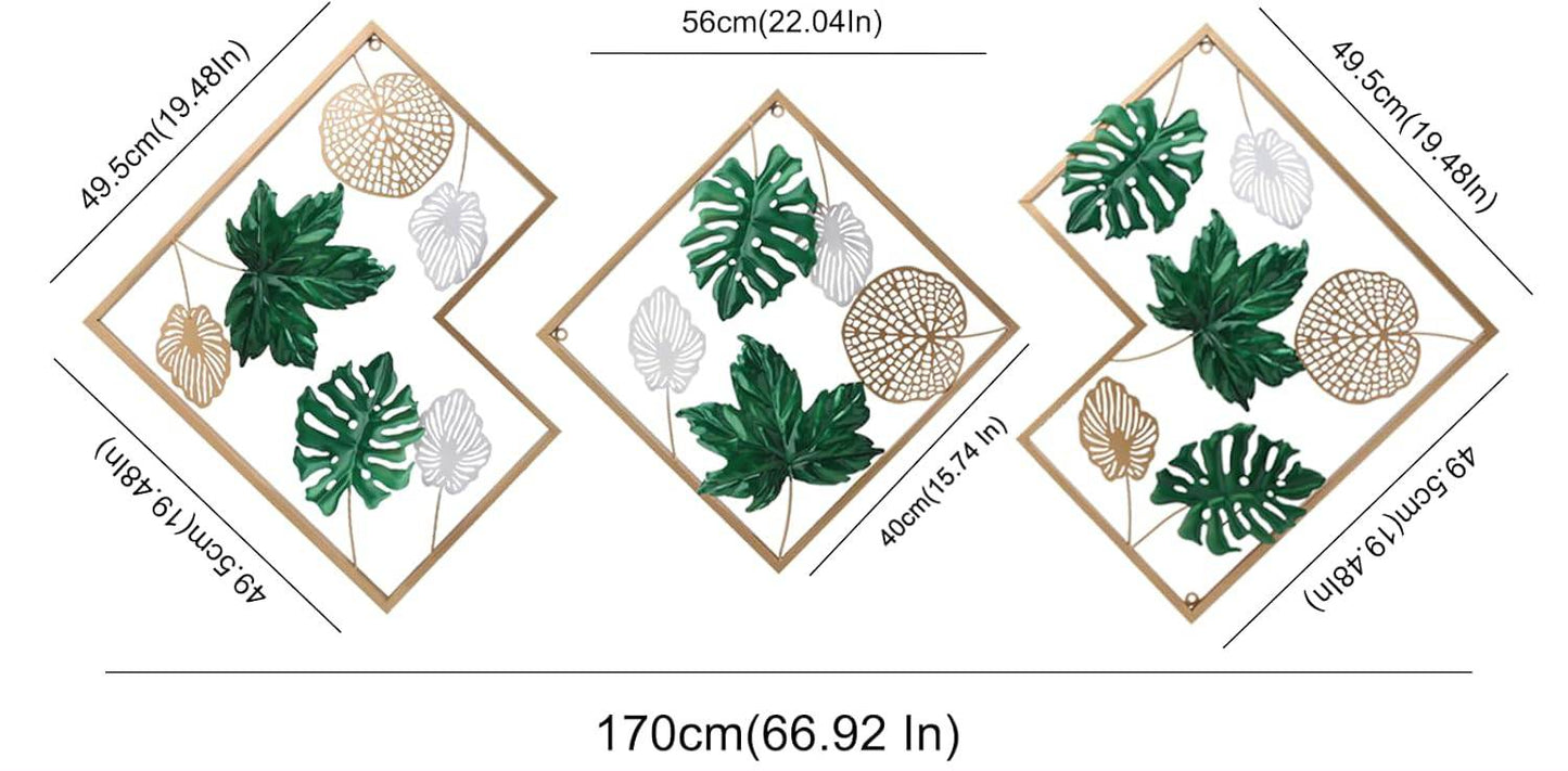 Green Leaf Wall Art Set Of 3