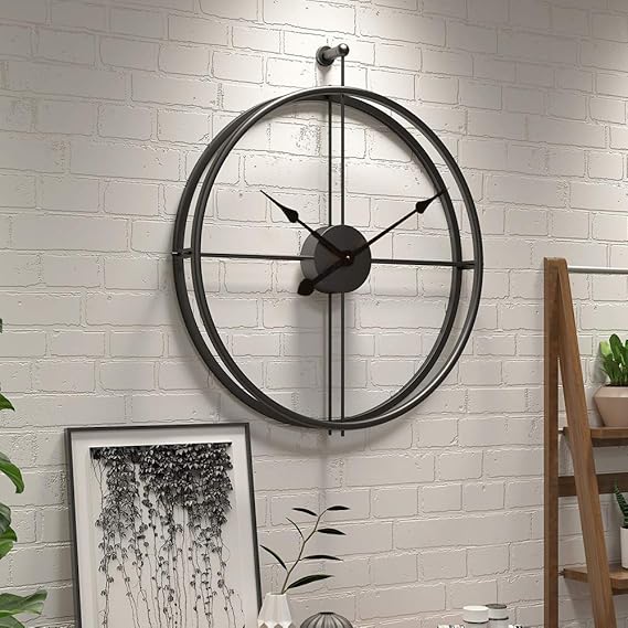 Black Round Double Ring Wall Clock