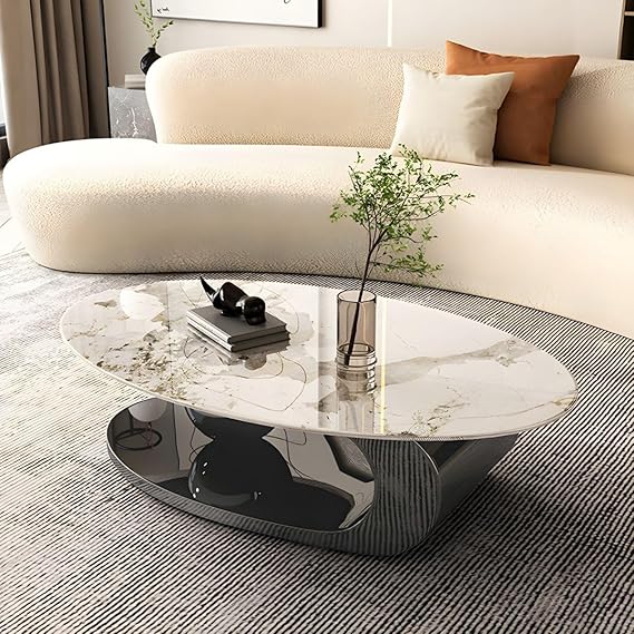 Sophisticated Oval Centre Table With Black Base