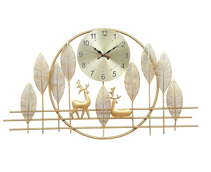 Golden Deer Design Metal Wall Clock