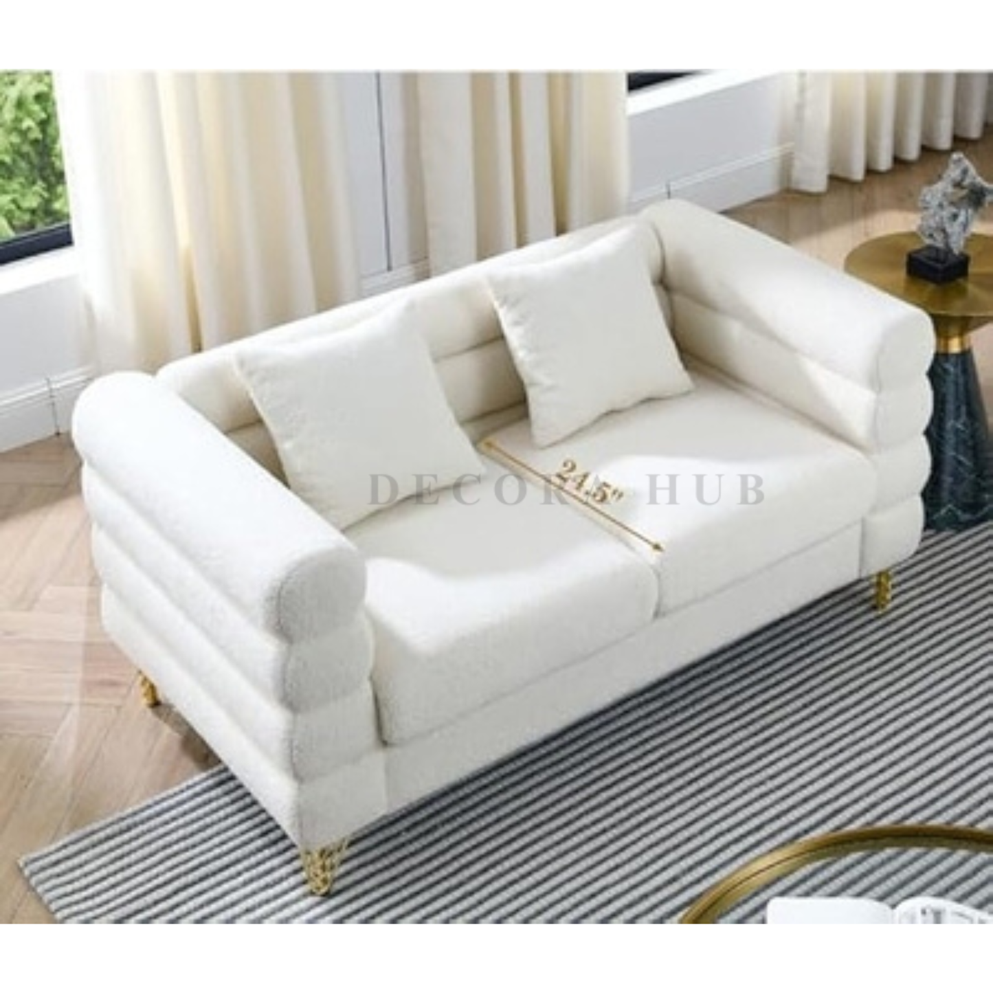 The Viceroy White Velvet Tuxedo Sofa