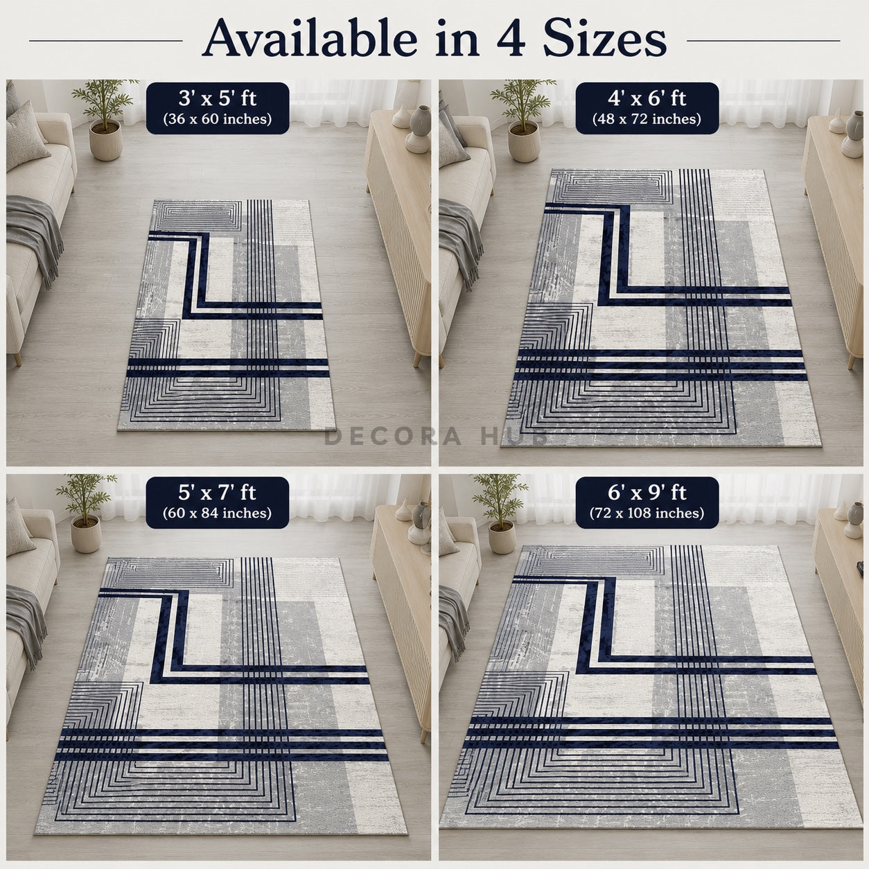 Arctic Grid Living Room Rug