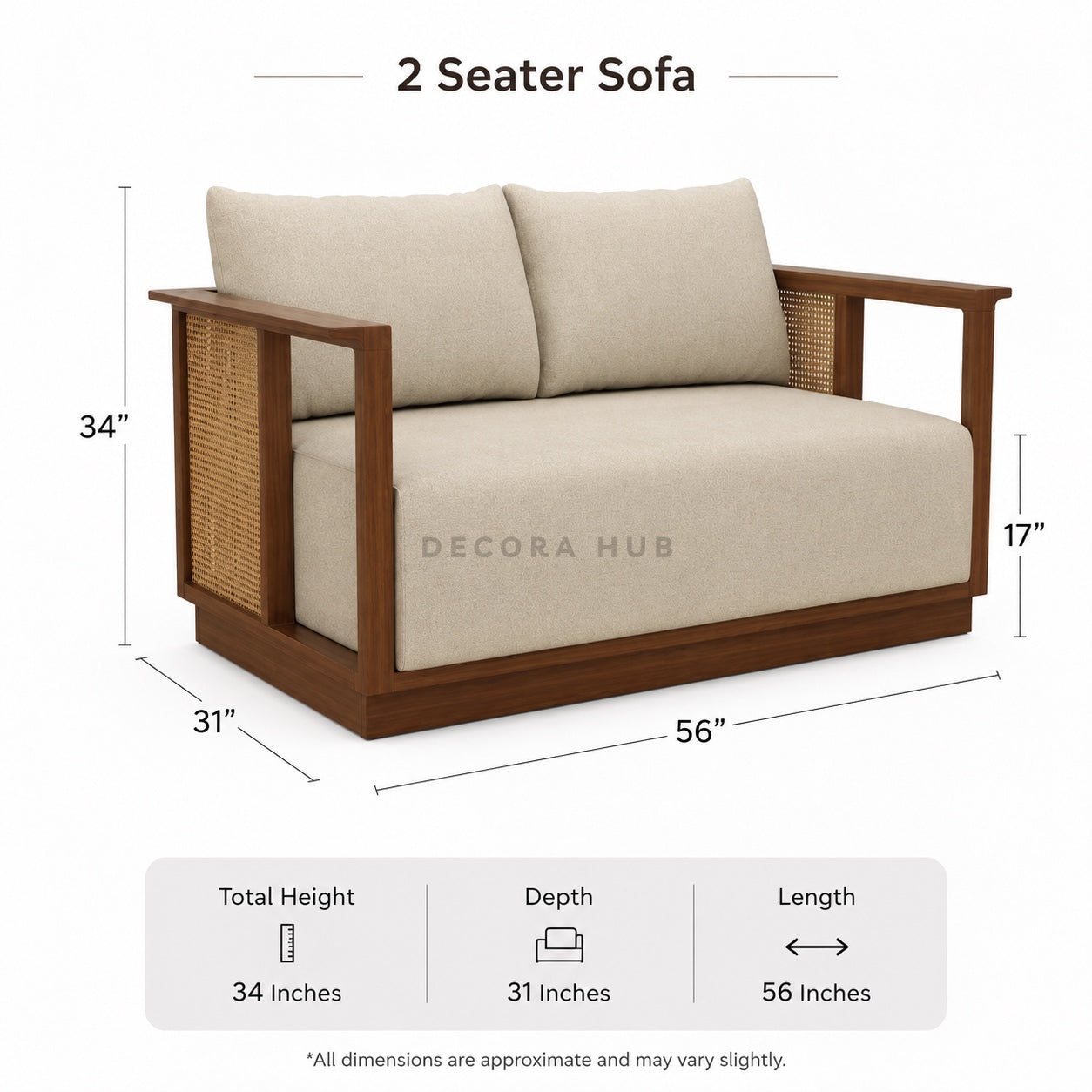 Aarav Premium Cane 2-Seater Sofa