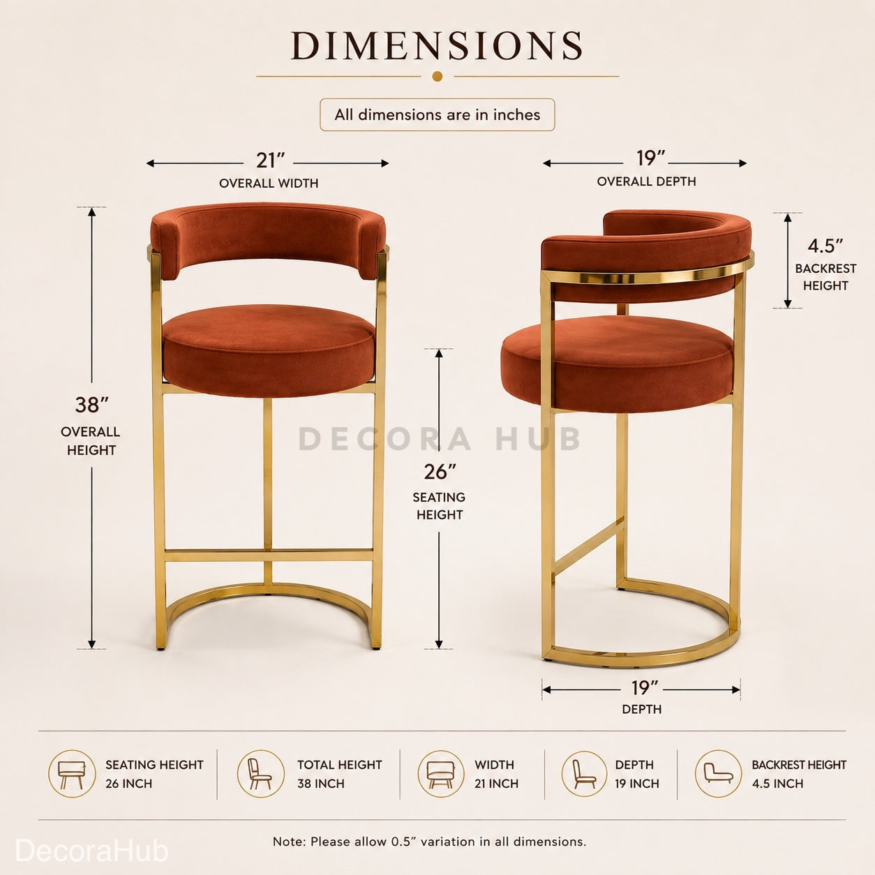 Noir Rust Arc Bar Stool