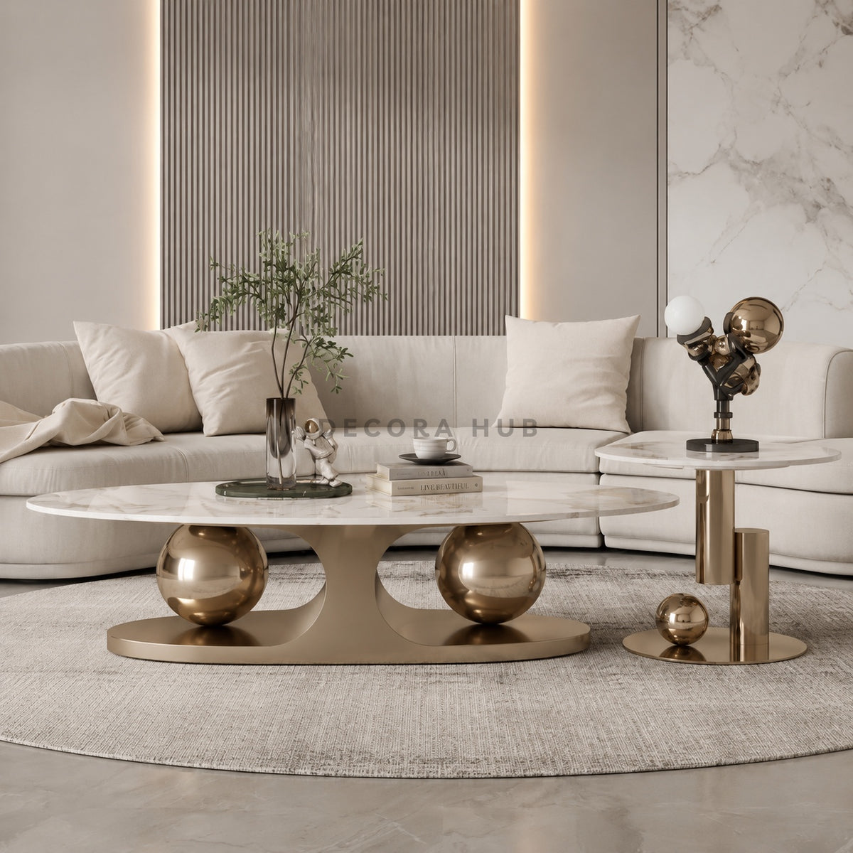 White Italian Design Marble Coffee Table