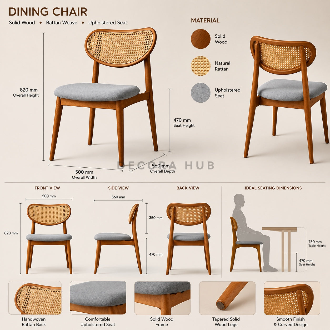 Modern Rattan Dining Chair