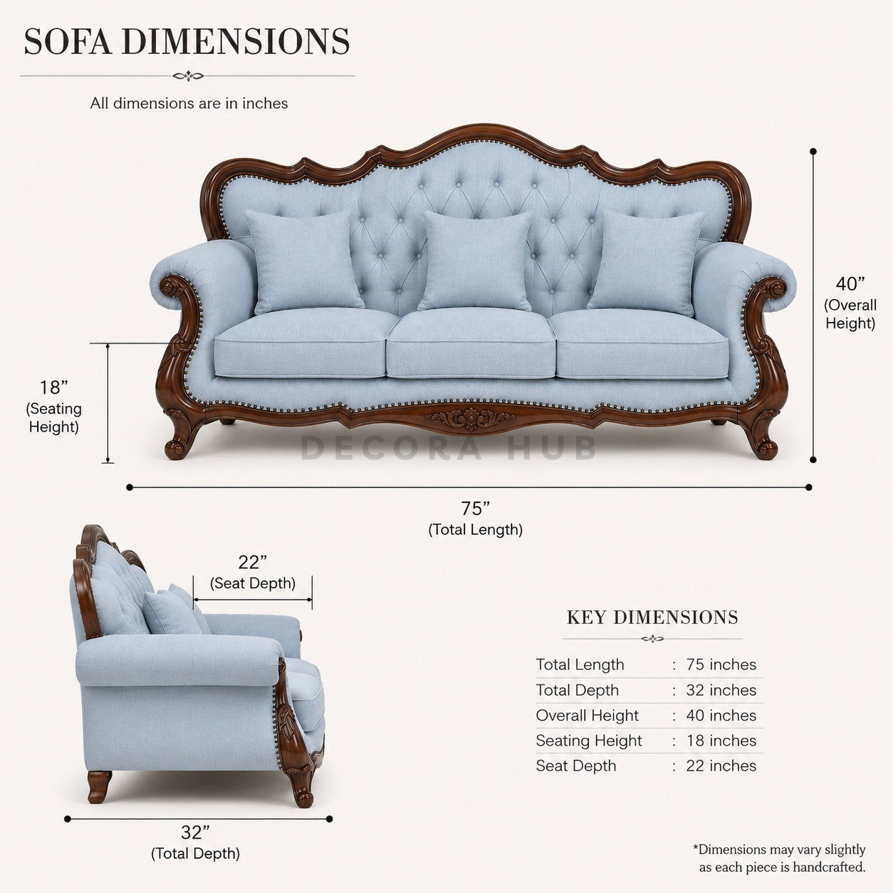 Grand Classic Teak 3 Seater Sofa