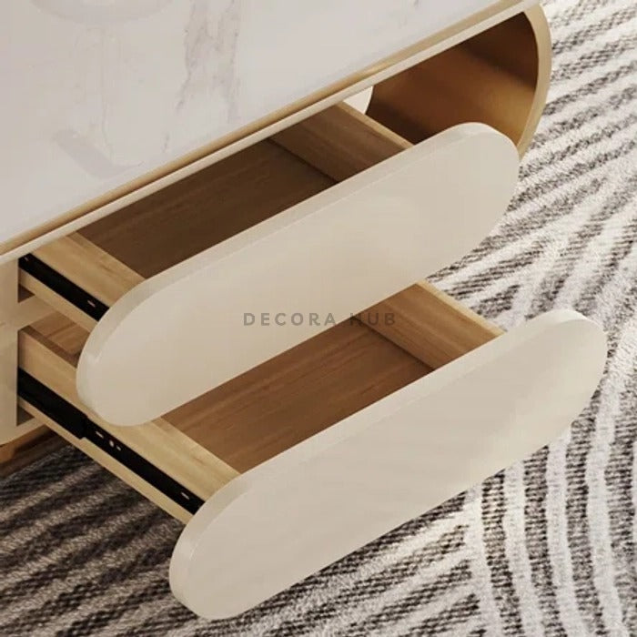 DecoraHub Italian Marble Design Marble Top Golden Base Centre Table