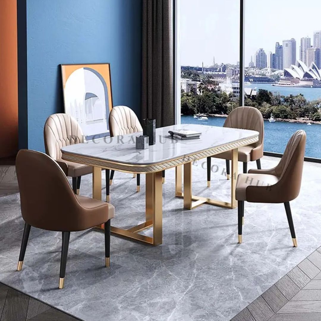 Modern marble dining table for luxury apartment interiors