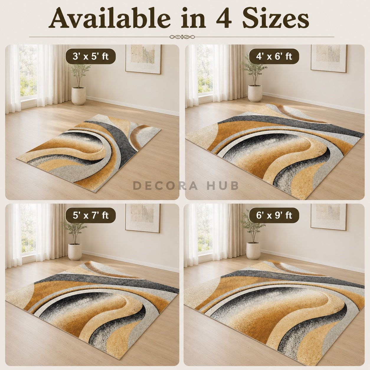 Abstract Mustard Drawing Room Carpet