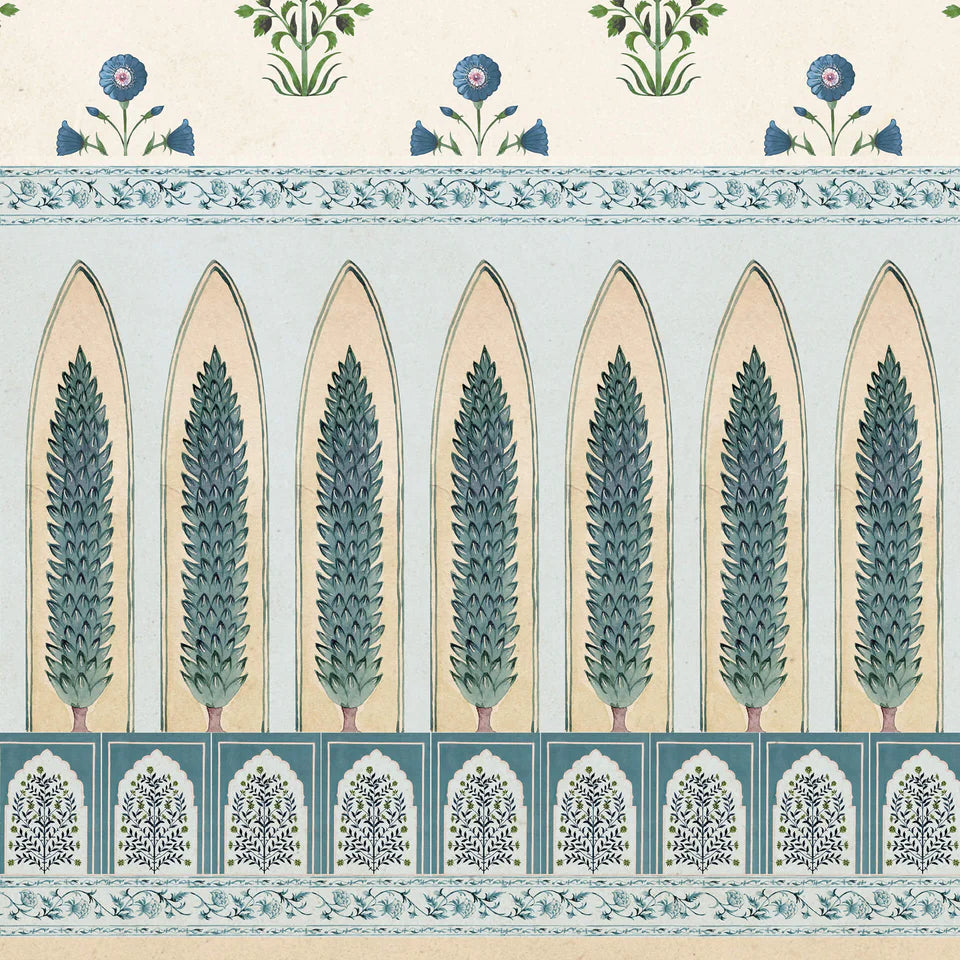 Blue Mugal Pattern Wallpaper