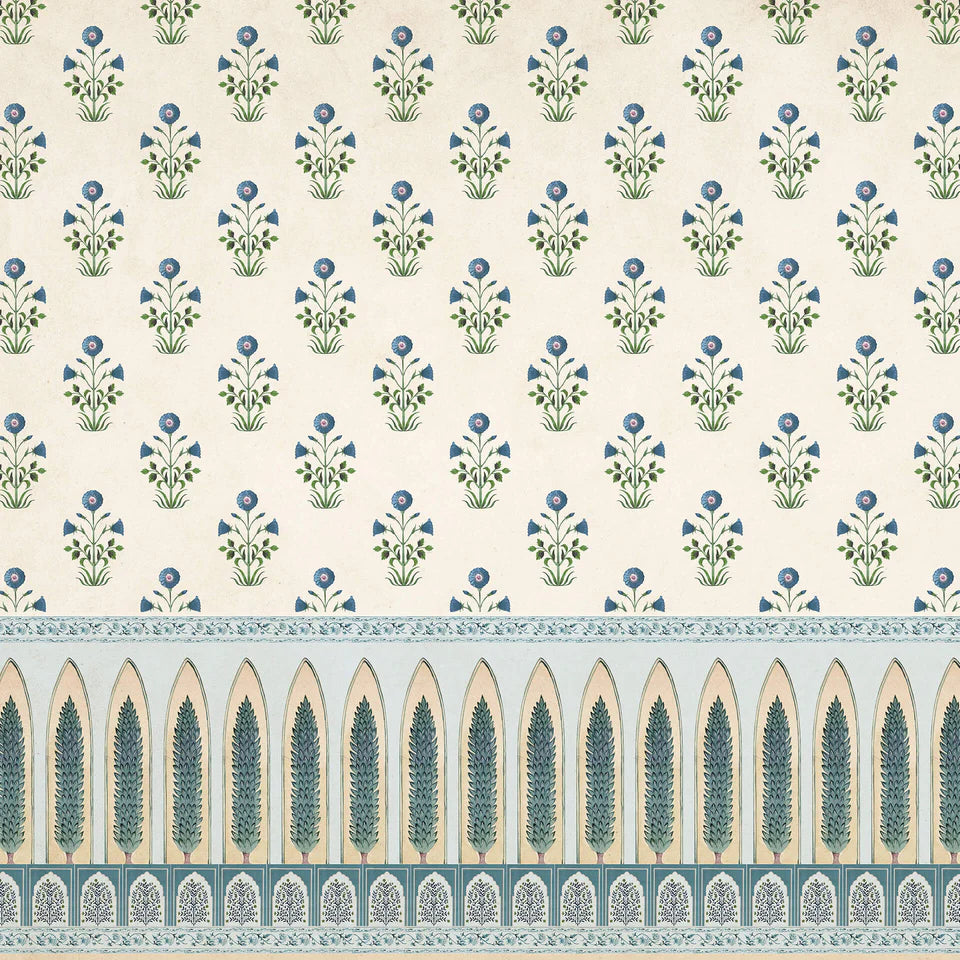 Blue Mugal Pattern Wallpaper