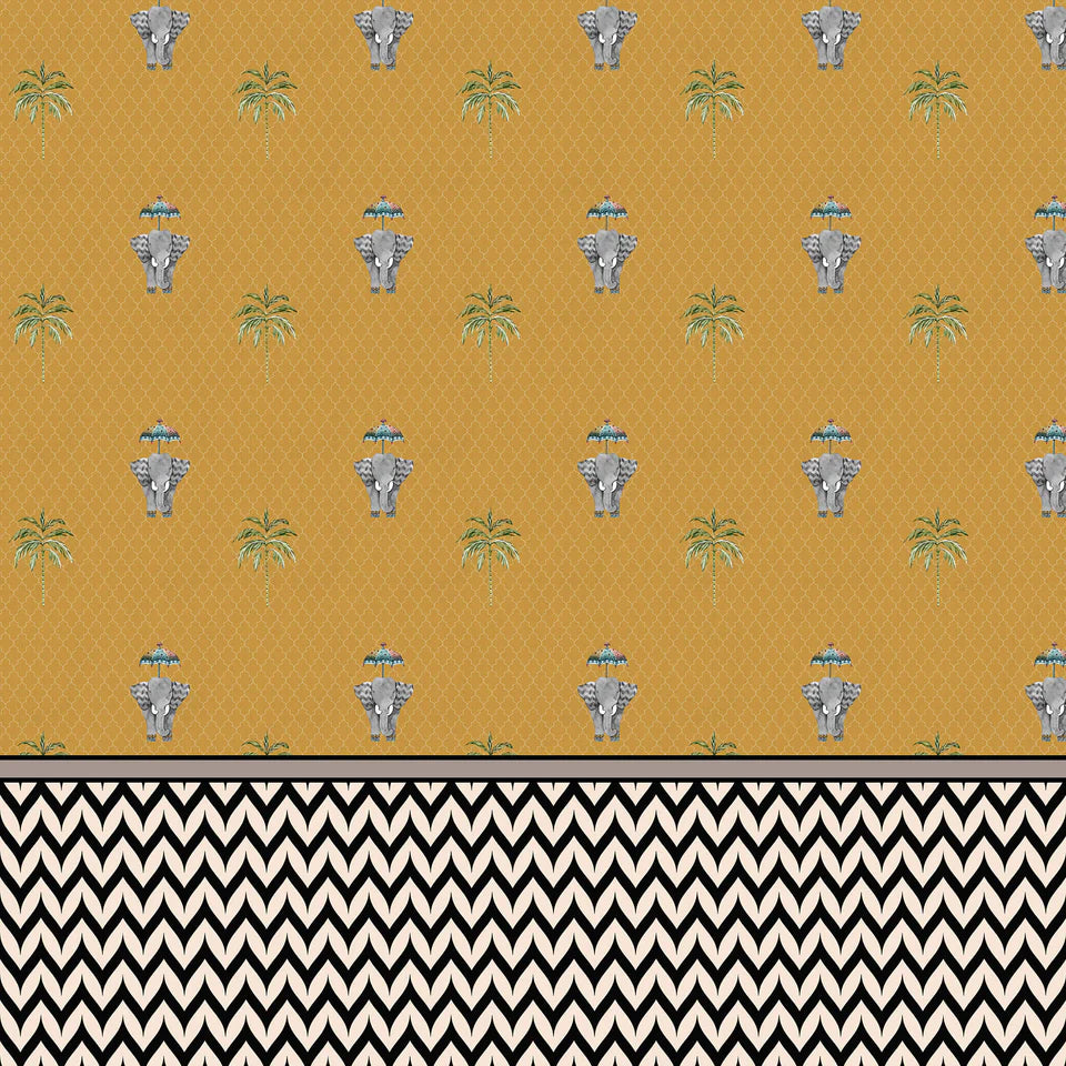 Elephant And Palm Tree Pattern Wallpaper