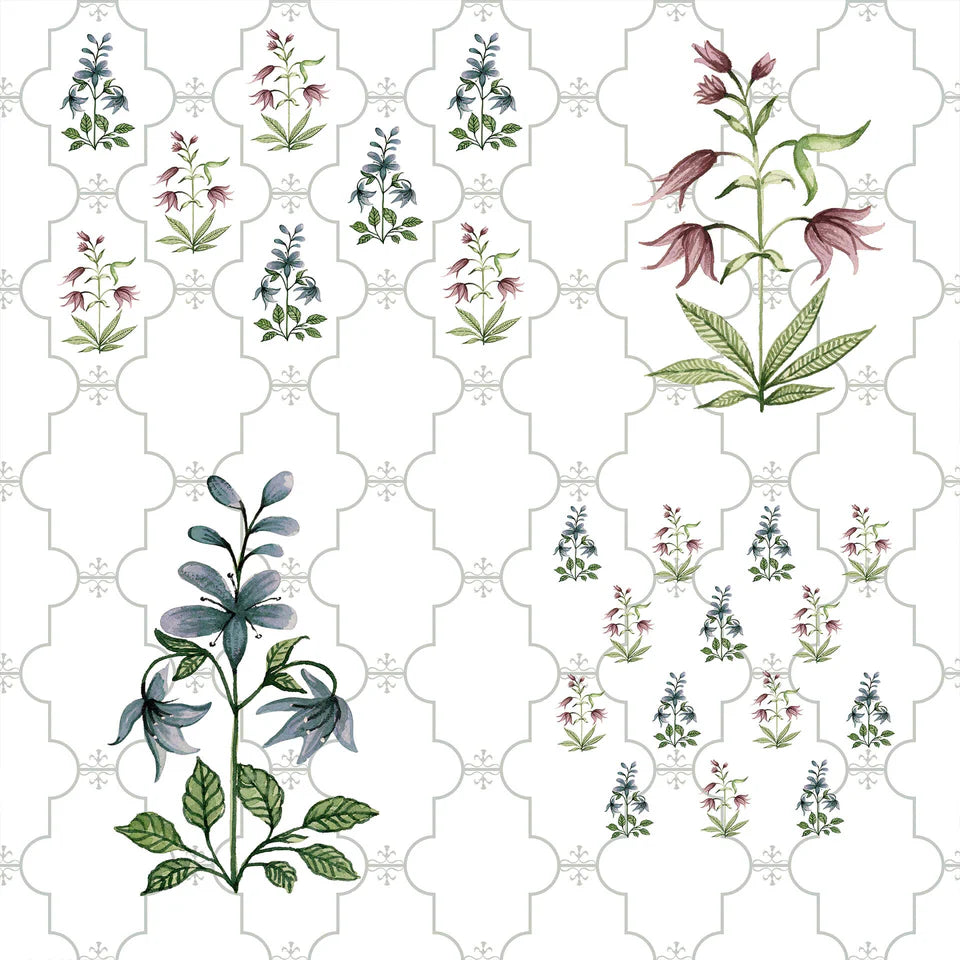 Floral Design With Botanical Illustrations Wallpaper