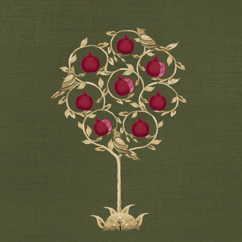 Gold and Red Tree Pattern Wallpaper