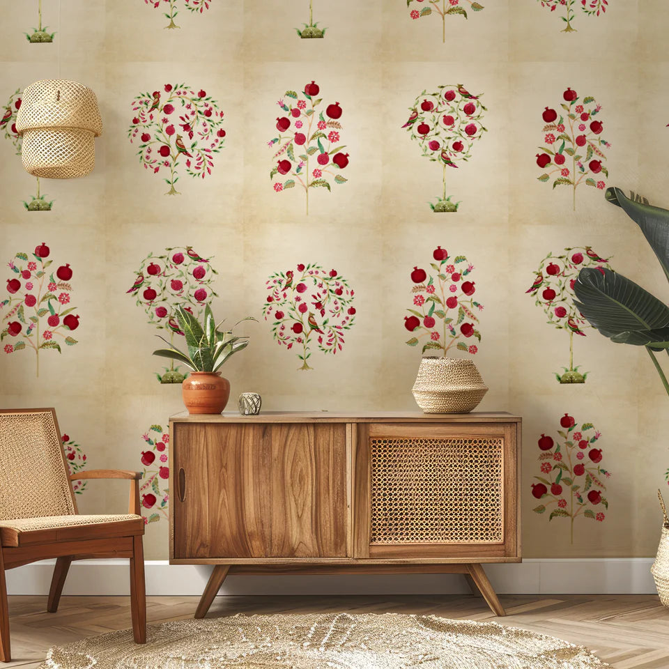 Floral Pomegranate Tree Wallpaper