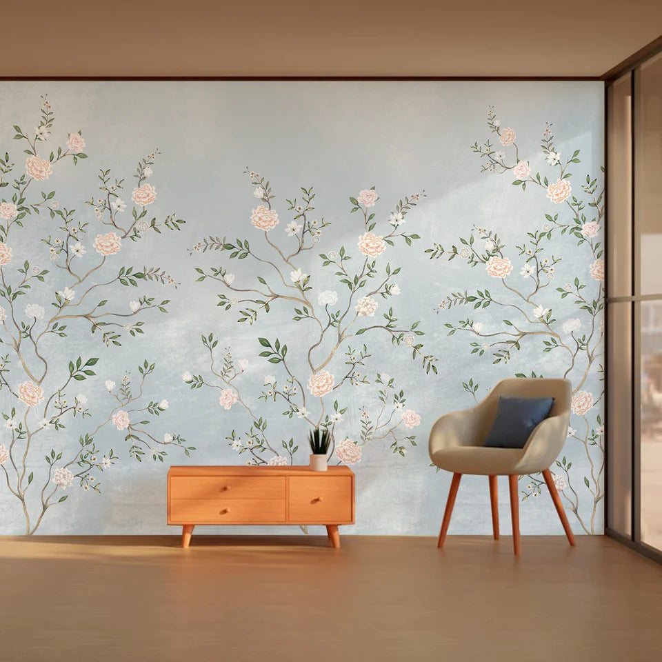 Pastel Soft Blue Designer Wallpaper