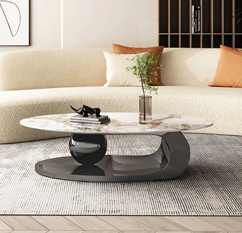 Sophisticated Oval Centre Table With Black Base