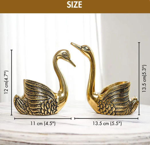 Metal Pair of Swans Candle Holders