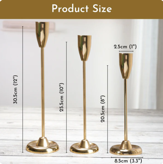 Luxury Metal Taper Candle Holder Set of 3