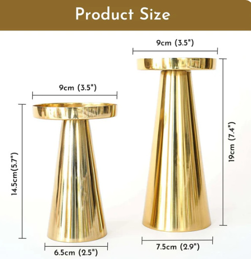 Metal Hammered Candle Holder Set of 2 - Gold