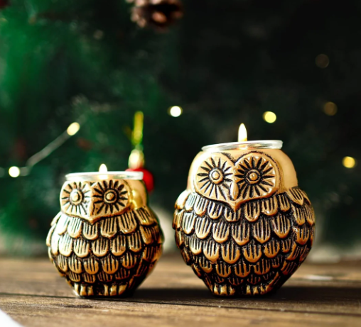 Owls Pair Candle Holder Set