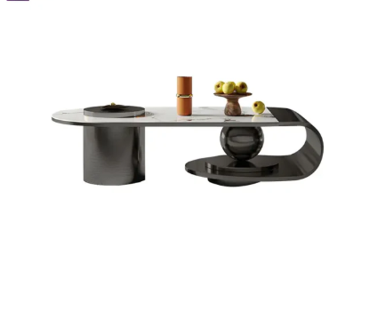 Modern Stainless Steel Coffee Table In Black