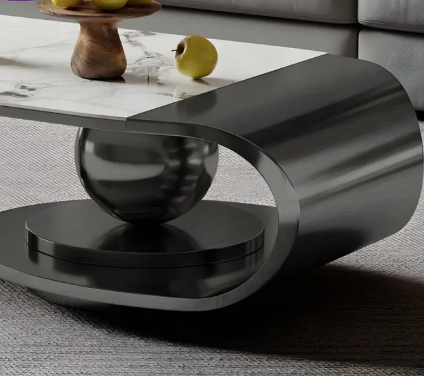 Modern Stainless Steel Coffee Table In Black