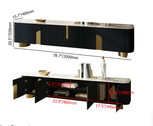 Marvellous Black & Gold Combination TV Unit