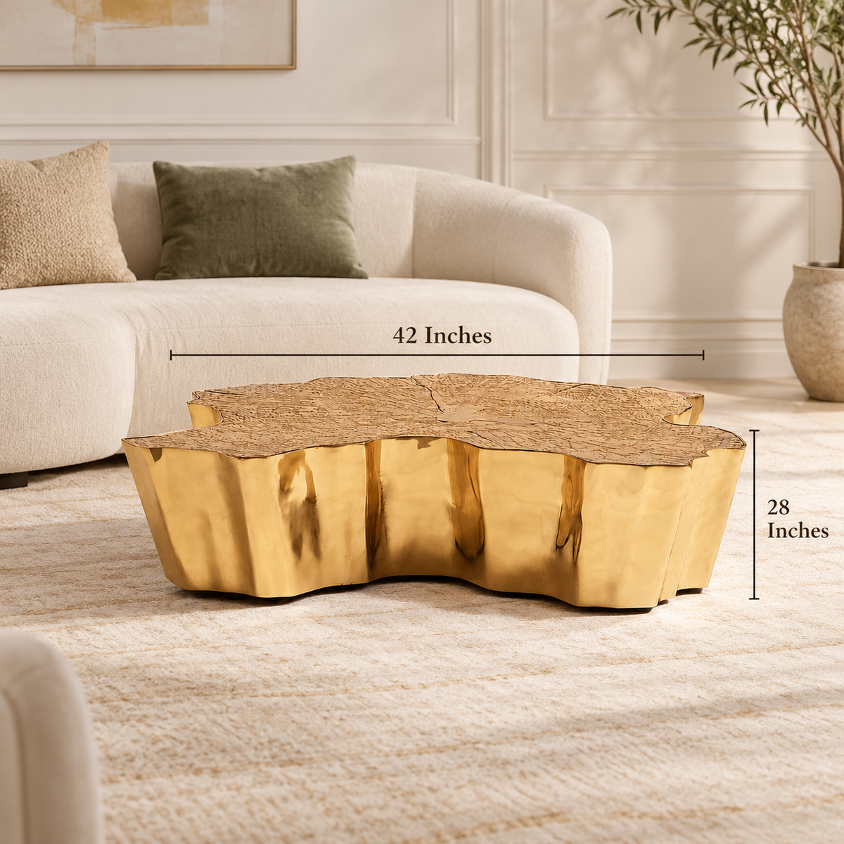 Sequoia Gold Tree Trunk Centre Table for Living Room