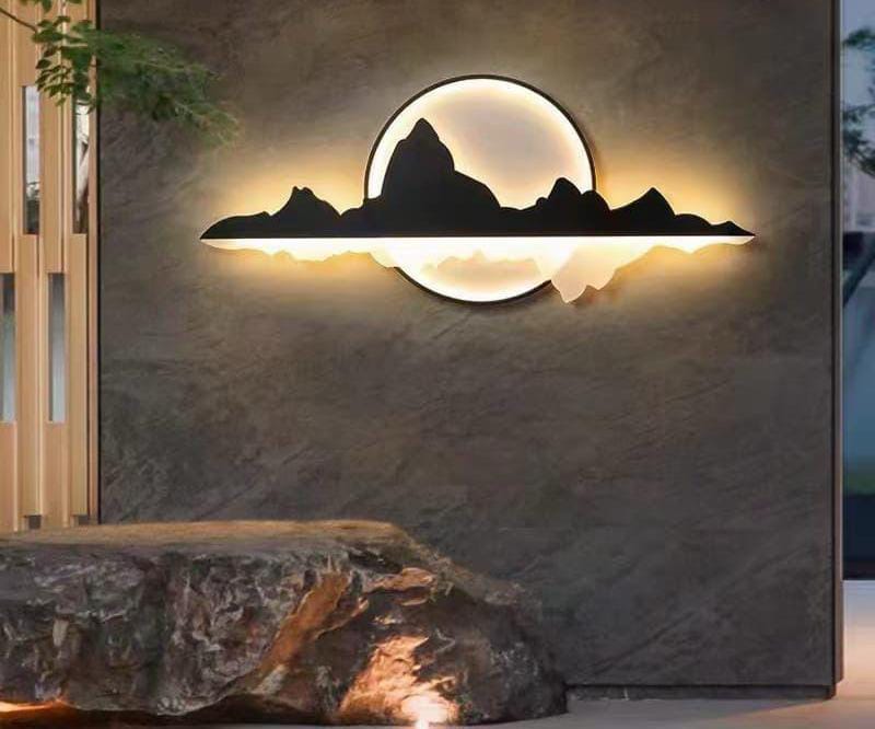 Black Modern Wall Sconce Acrylic Mountain Design