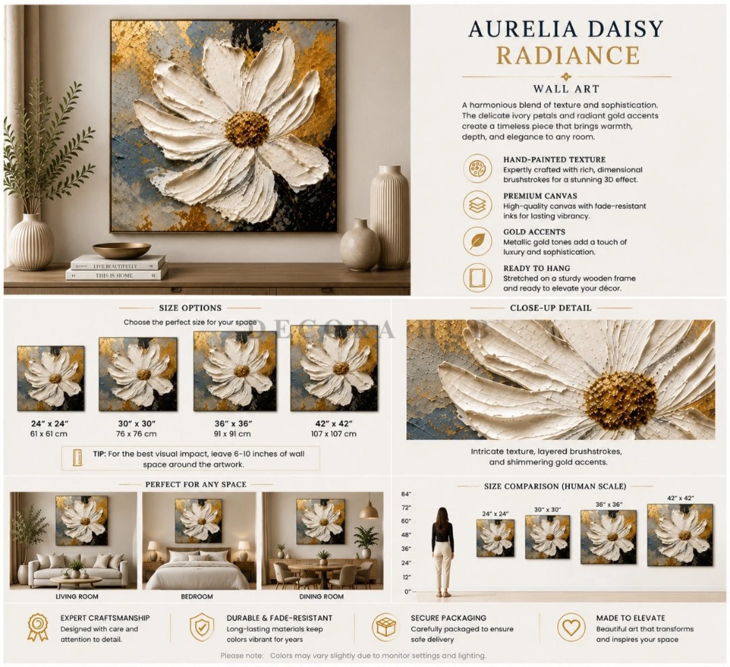 Aurelia Daisy Radiance Wall Art - Textured Wall Art