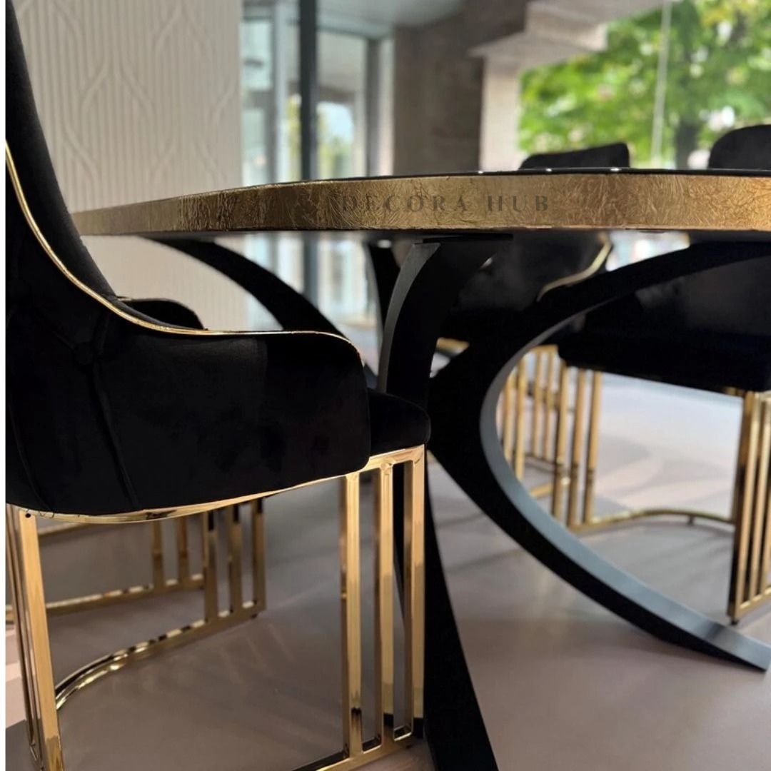 Black Luxurious Marble Dining Table – side view