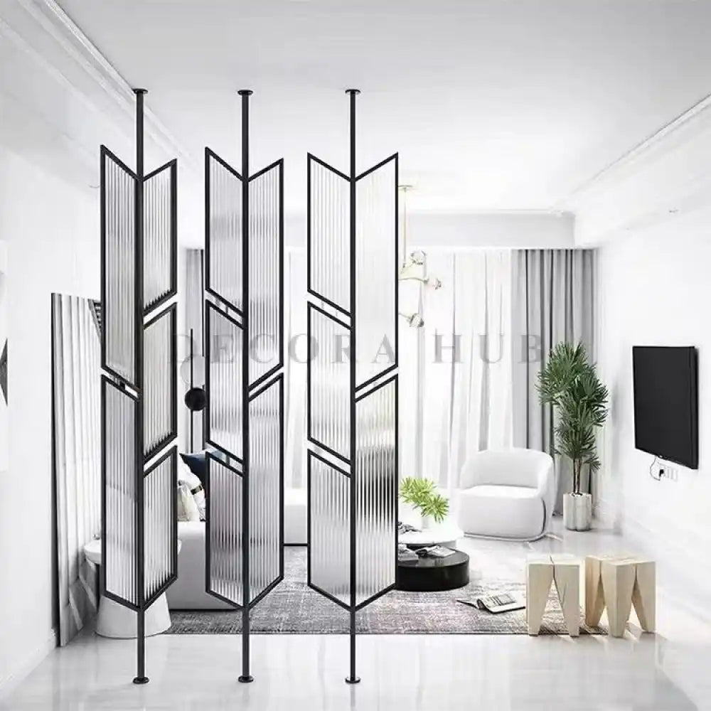 Black Modern Stainless Steel PVD Geometric Room Divider