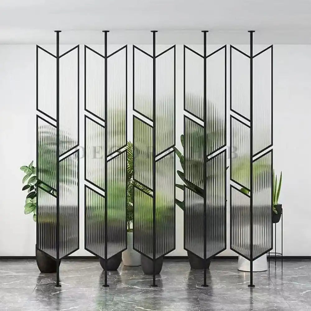 Black Modern Stainless Steel PVD Geometric Room Divider